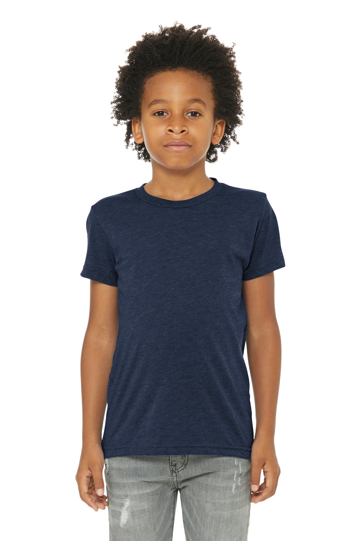 Bella+Canvas Youth Triblend Short Sleeve Tee BC3413Y Solid Navy Triblend