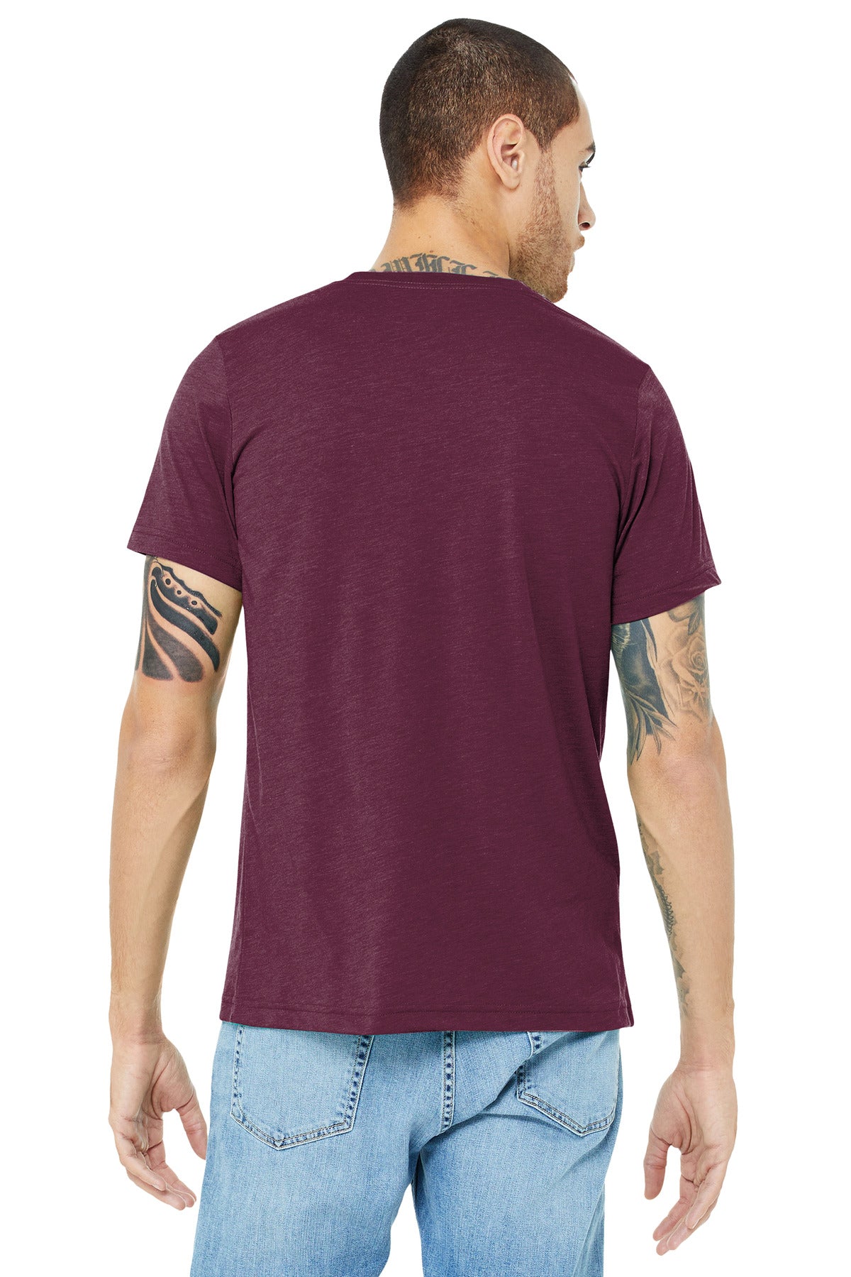 BELLA+CANVAS  Unisex Triblend Short Sleeve Tee. BC3413 Solid Maroon Triblend