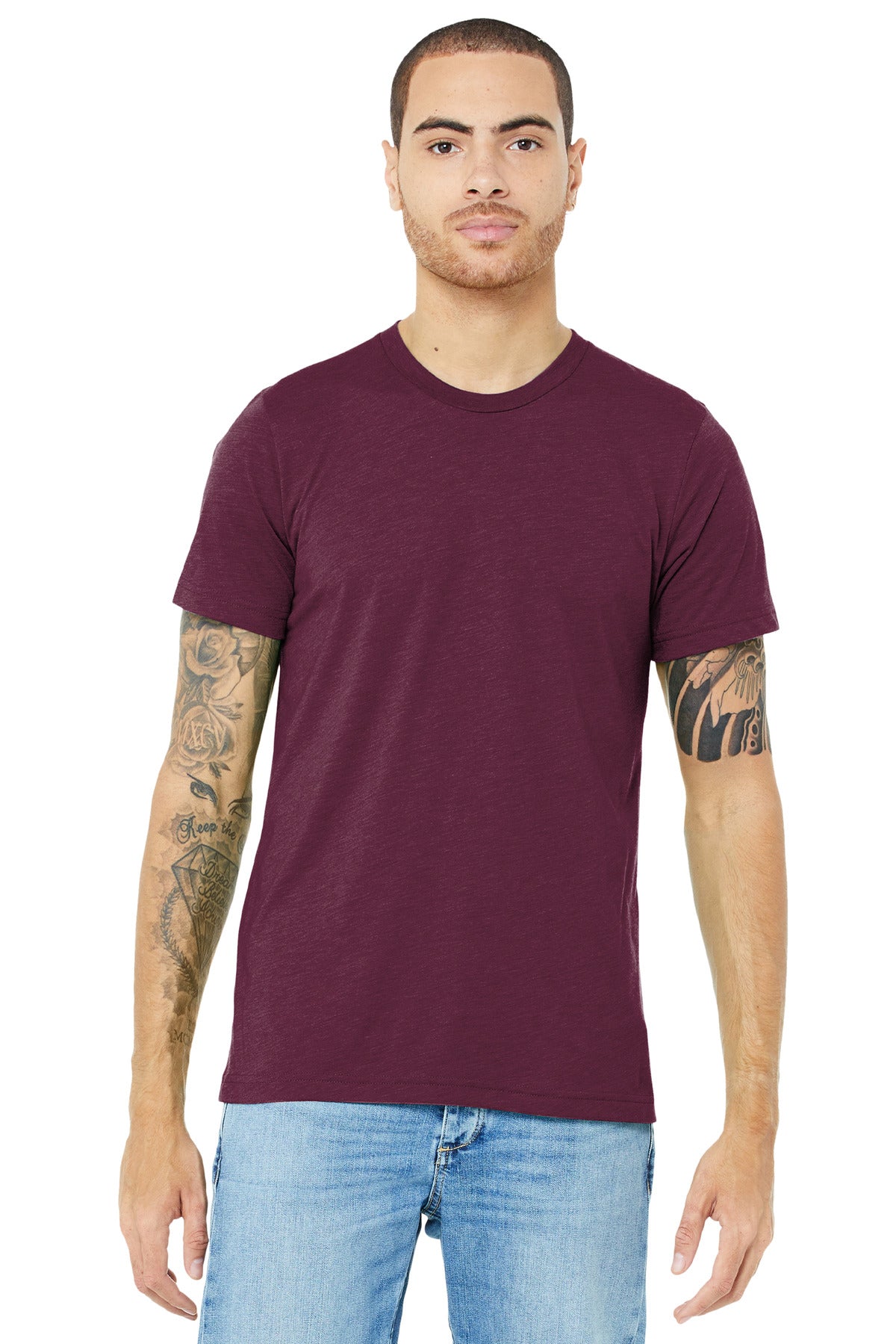 BELLA+CANVAS  Unisex Triblend Short Sleeve Tee. BC3413 Solid Maroon Triblend