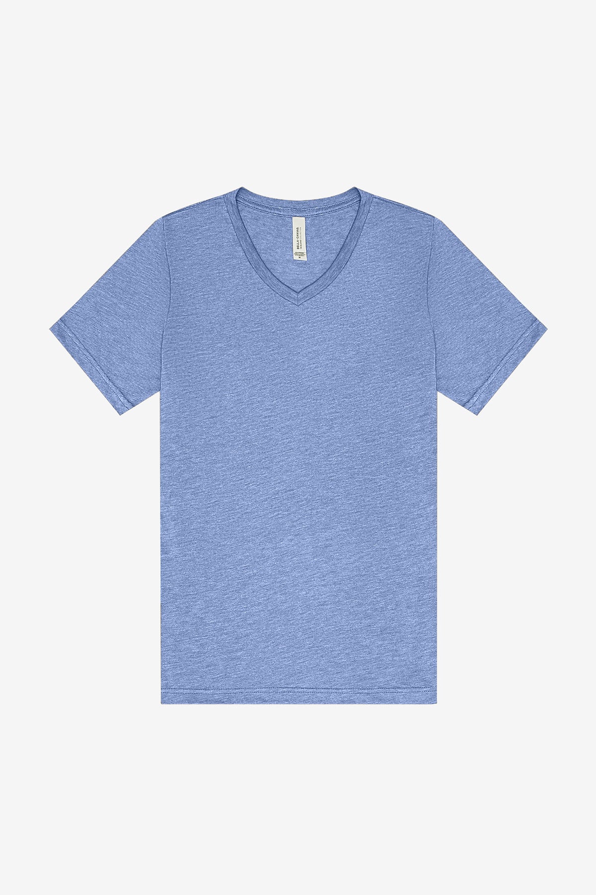 BELLA+CANVAS Unisex Triblend Short Sleeve V-Neck Tee. BC3415 Blue Triblend