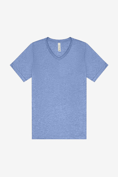 BELLA+CANVAS Unisex Triblend Short Sleeve V-Neck Tee. BC3415 Blue Triblend