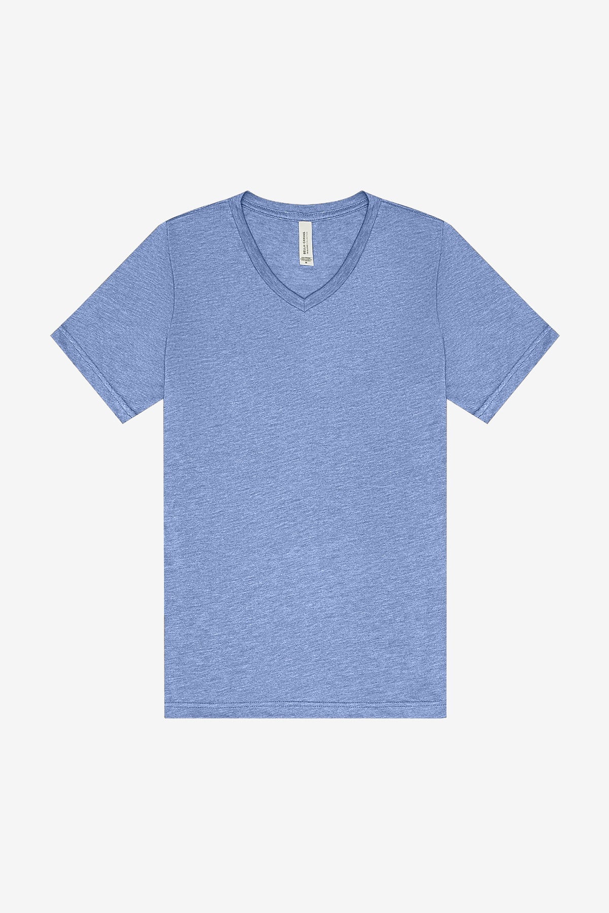 BELLA+CANVAS Unisex Triblend Short Sleeve V-Neck Tee. BC3415 Blue Triblend