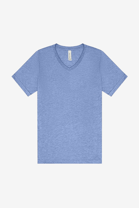 BELLA+CANVAS Unisex Triblend Short Sleeve V-Neck Tee. BC3415 Blue Triblend