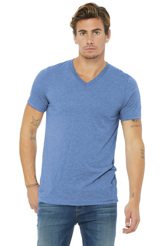 BELLA+CANVAS  Unisex Triblend Short Sleeve V-Neck Te. BC3415 Blue Triblend