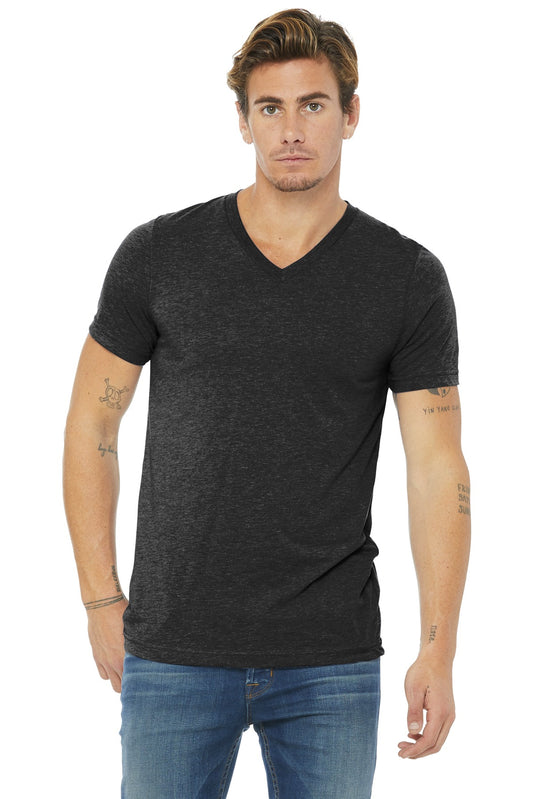 BELLA+CANVAS  Unisex Triblend Short Sleeve V-Neck Te. BC3415 Charcoal-Black Triblend