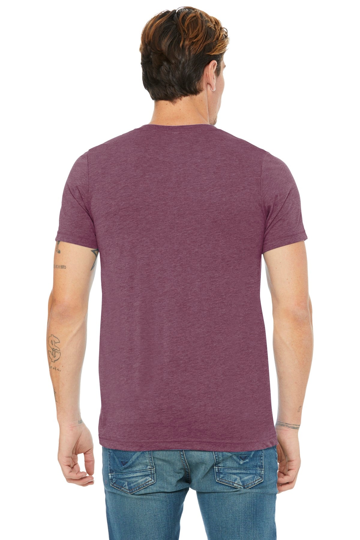 BELLA+CANVAS  Unisex Triblend Short Sleeve V-Neck Te. BC3415 Maroon Triblend