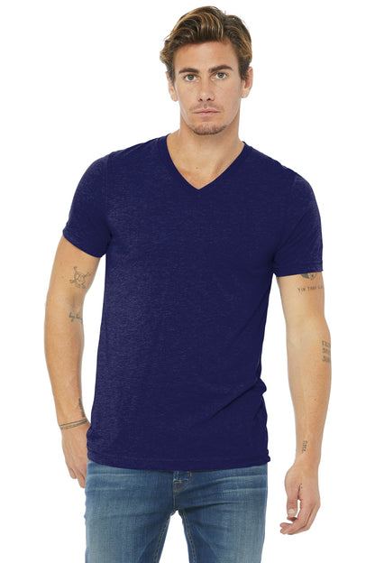 BELLA+CANVAS  Unisex Triblend Short Sleeve V-Neck Te. BC3415 Navy Triblend