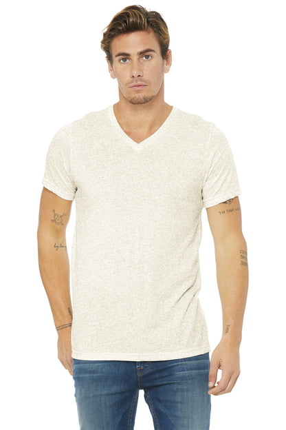 BELLA+CANVAS Unisex Triblend Short Sleeve V-Neck Tee. BC3415 Oatmeal Triblend