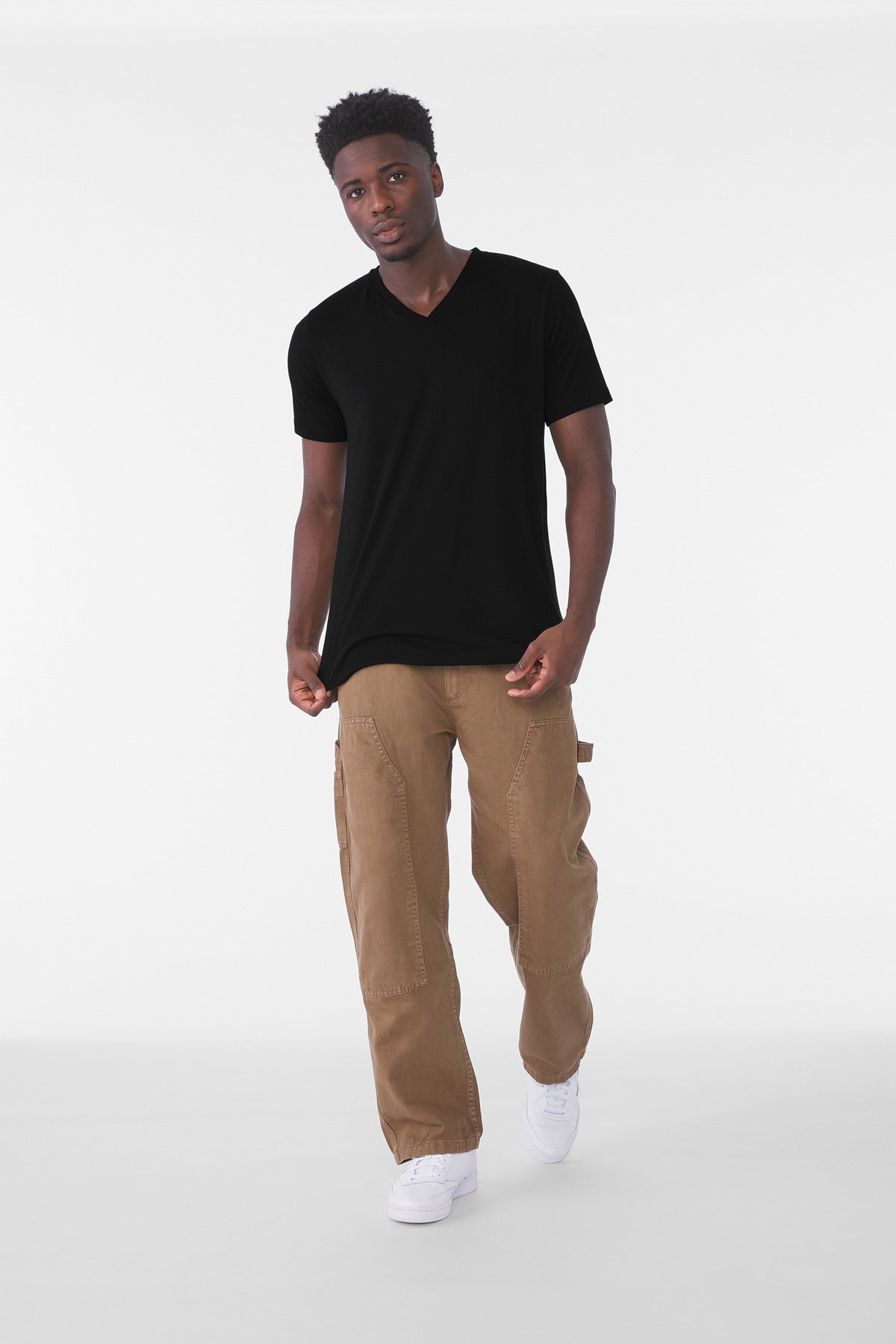 BELLA+CANVAS Unisex Triblend Short Sleeve V-Neck Tee. BC3415 Solid Black Triblend