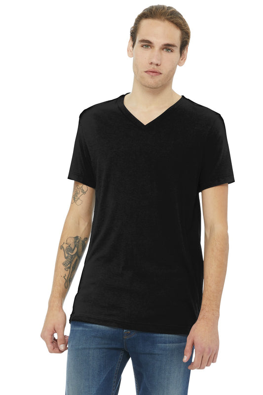 BELLA+CANVAS  Unisex Triblend Short Sleeve V-Neck Te. BC3415 Solid Black Triblend