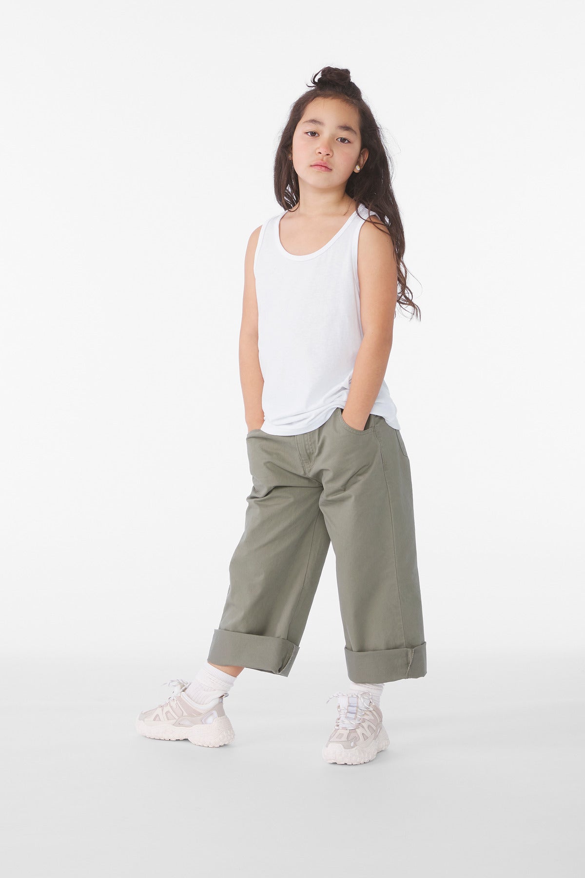 BELLA+CANVAS Youth Heather CVC Tank BC3480YCVC Solid White Blend