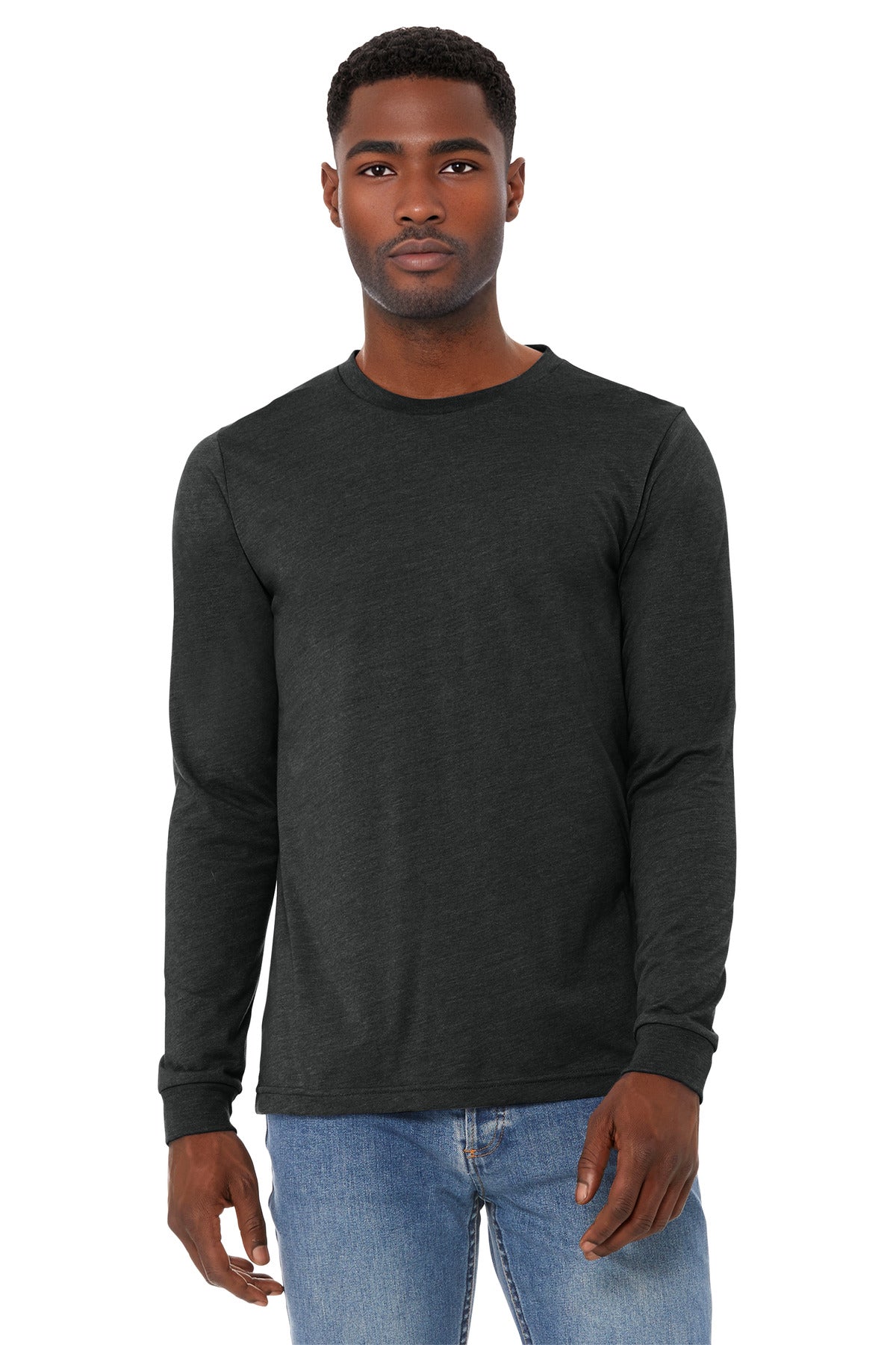 Bella+Canvas Unisex Heather CVC Long Sleeve Tee BC3501CVC Black Heather