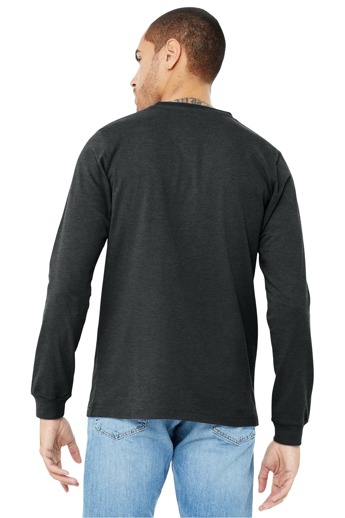 BELLA+CANVAS Unisex Heather CVC Long Sleeve Tee BC3501CVC Dark Grey Heather