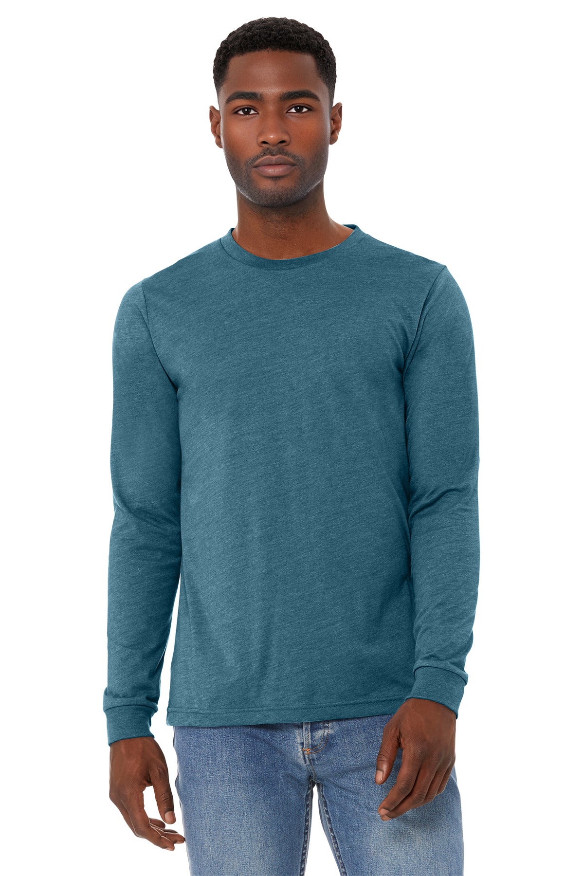 Bella+Canvas Unisex Heather CVC Long Sleeve Tee BC3501CVC Heather Deep Teal