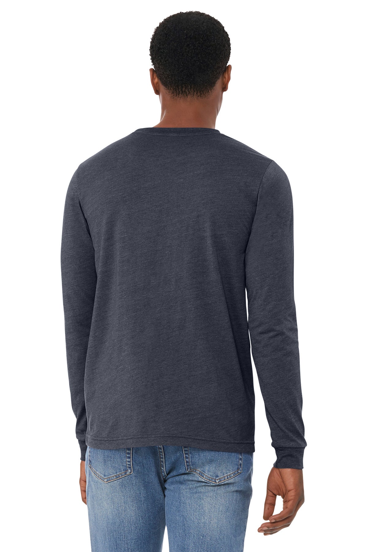 Bella+Canvas Unisex Heather CVC Long Sleeve Tee BC3501CVC Heather Midnight Navy