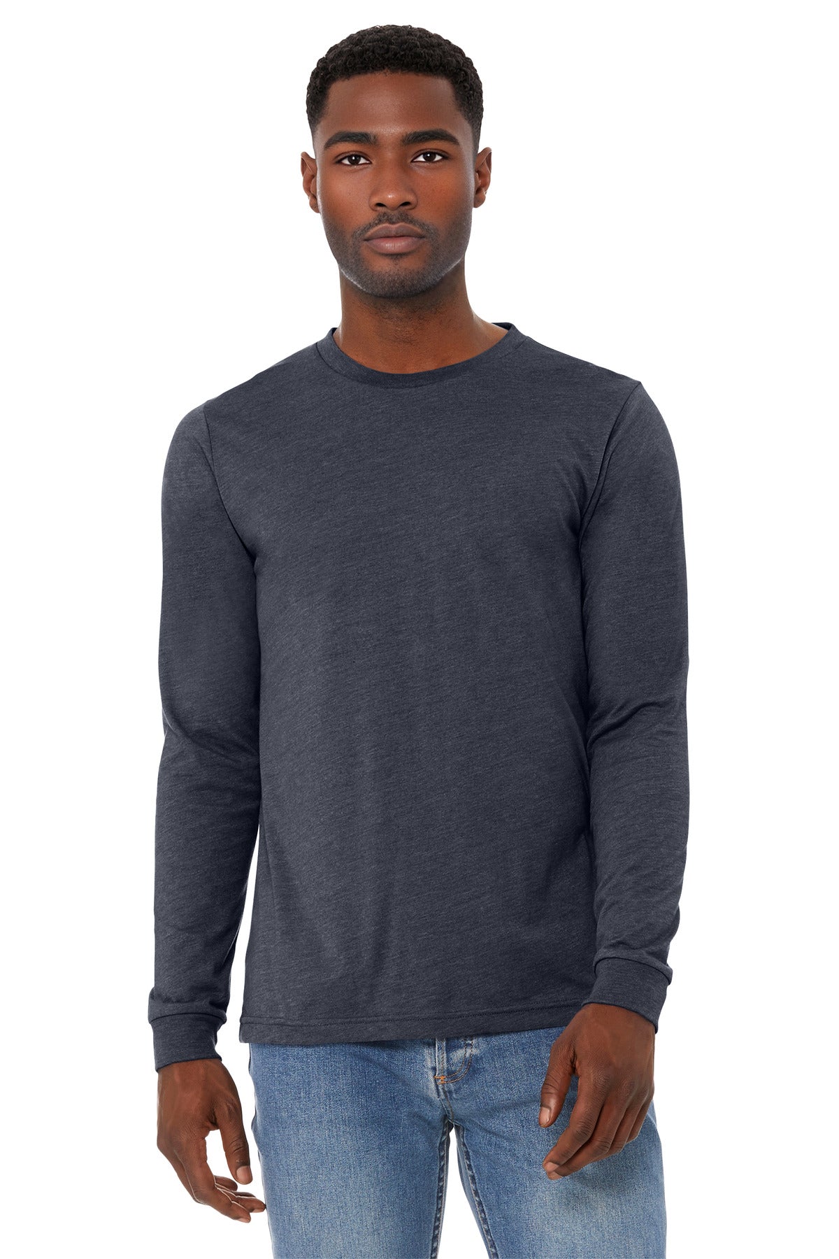 Bella+Canvas Unisex Heather CVC Long Sleeve Tee BC3501CVC Heather Midnight Navy