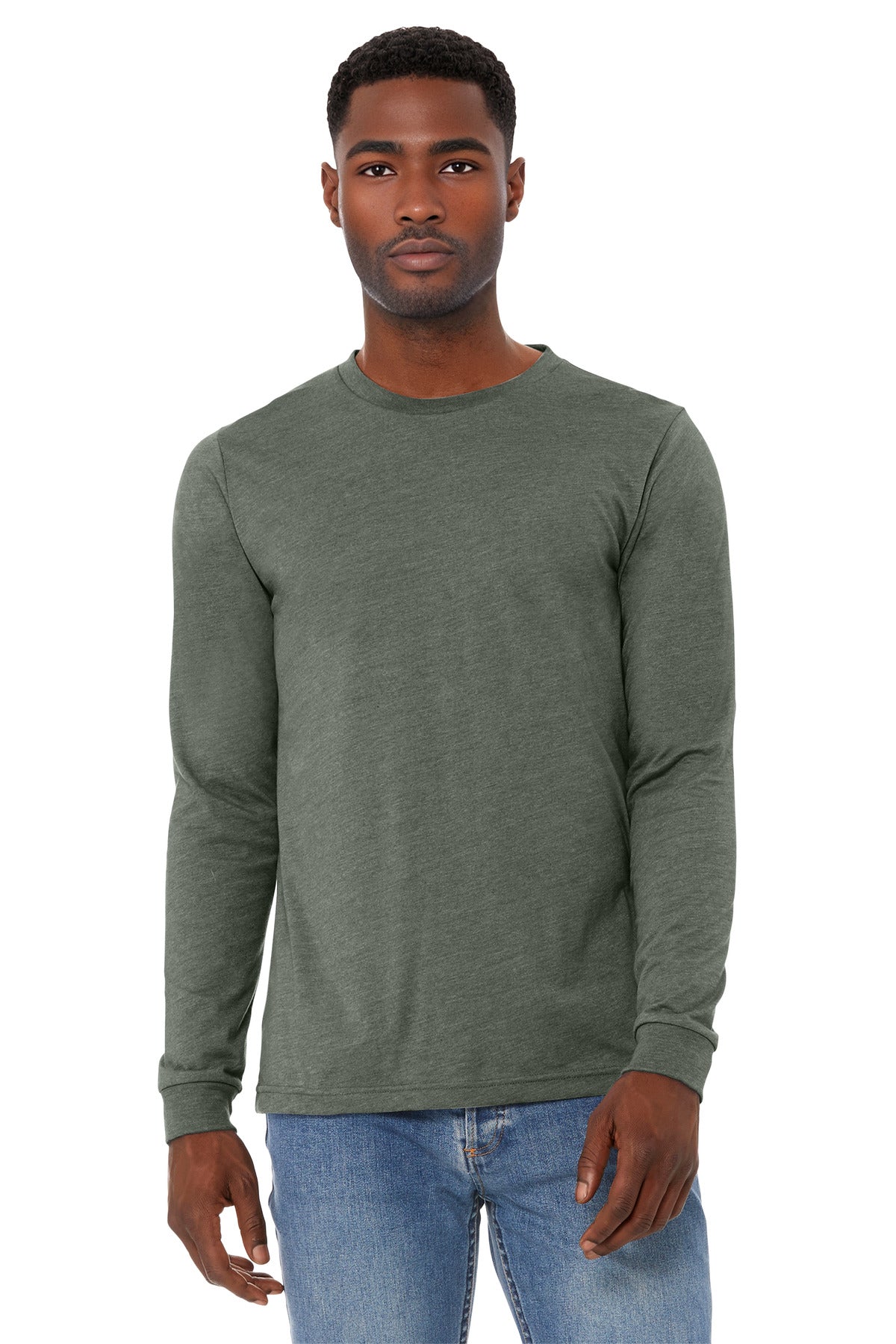 Bella+Canvas Unisex Heather CVC Long Sleeve Tee BC3501CVC Heather Military Green