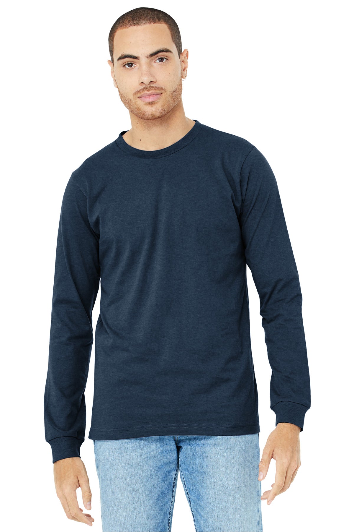BELLA+CANVAS Unisex Heather CVC Long Sleeve Tee BC3501CVC Heather Navy