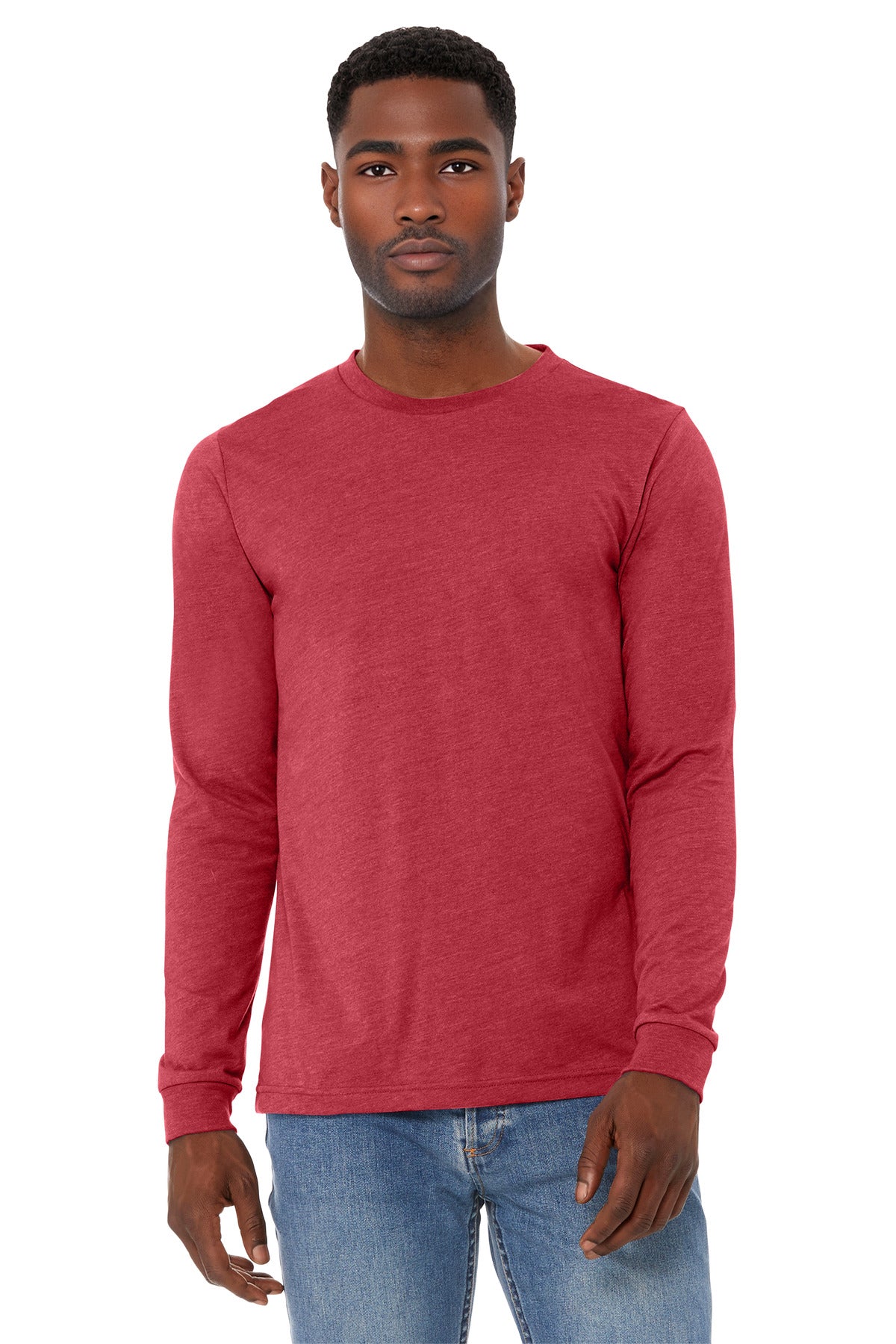 Bella+Canvas Unisex Heather CVC Long Sleeve Tee BC3501CVC Heather Red
