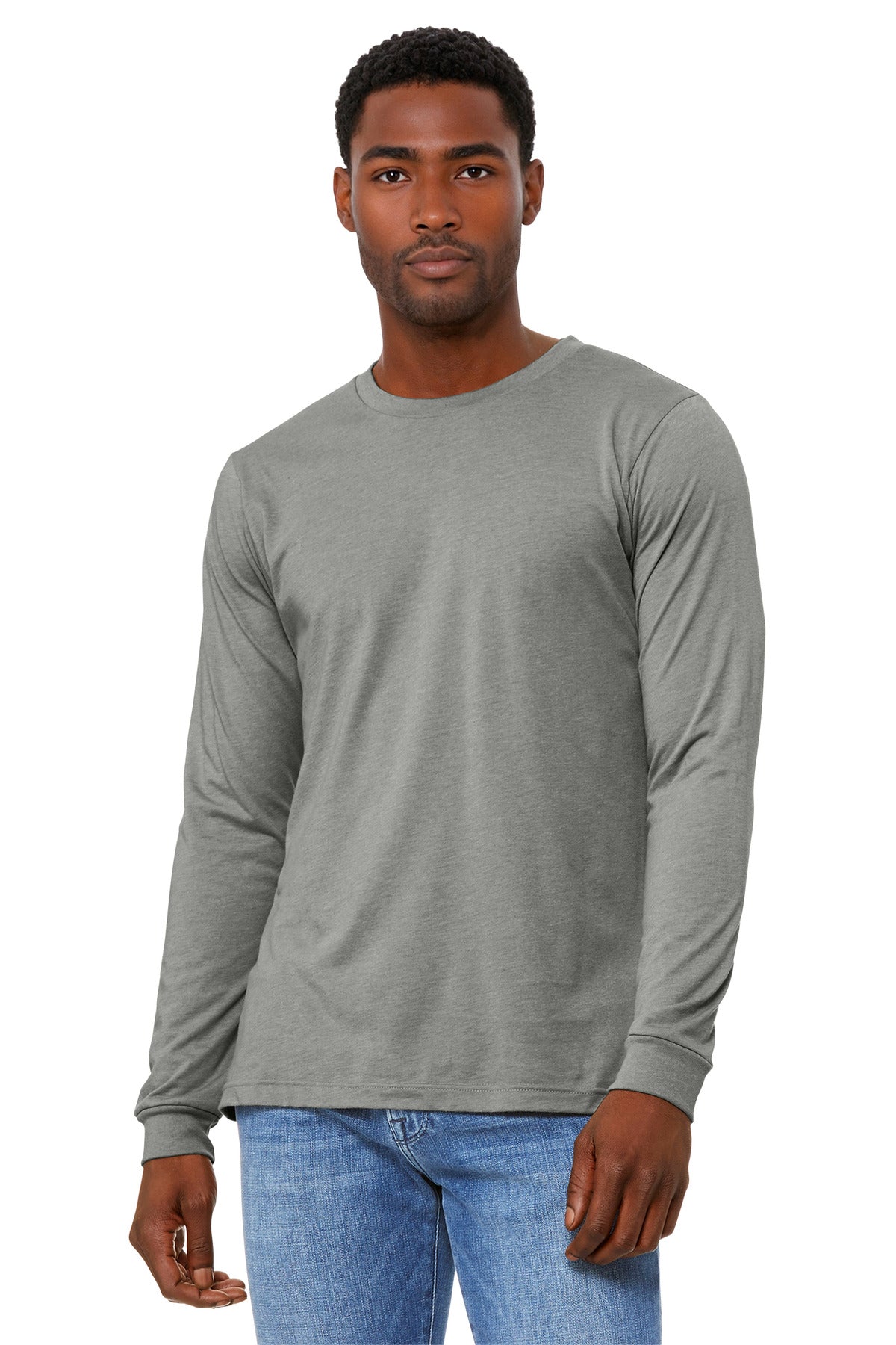 Bella+Canvas Unisex Heather CVC Long Sleeve Tee BC3501CVC Heather Stone