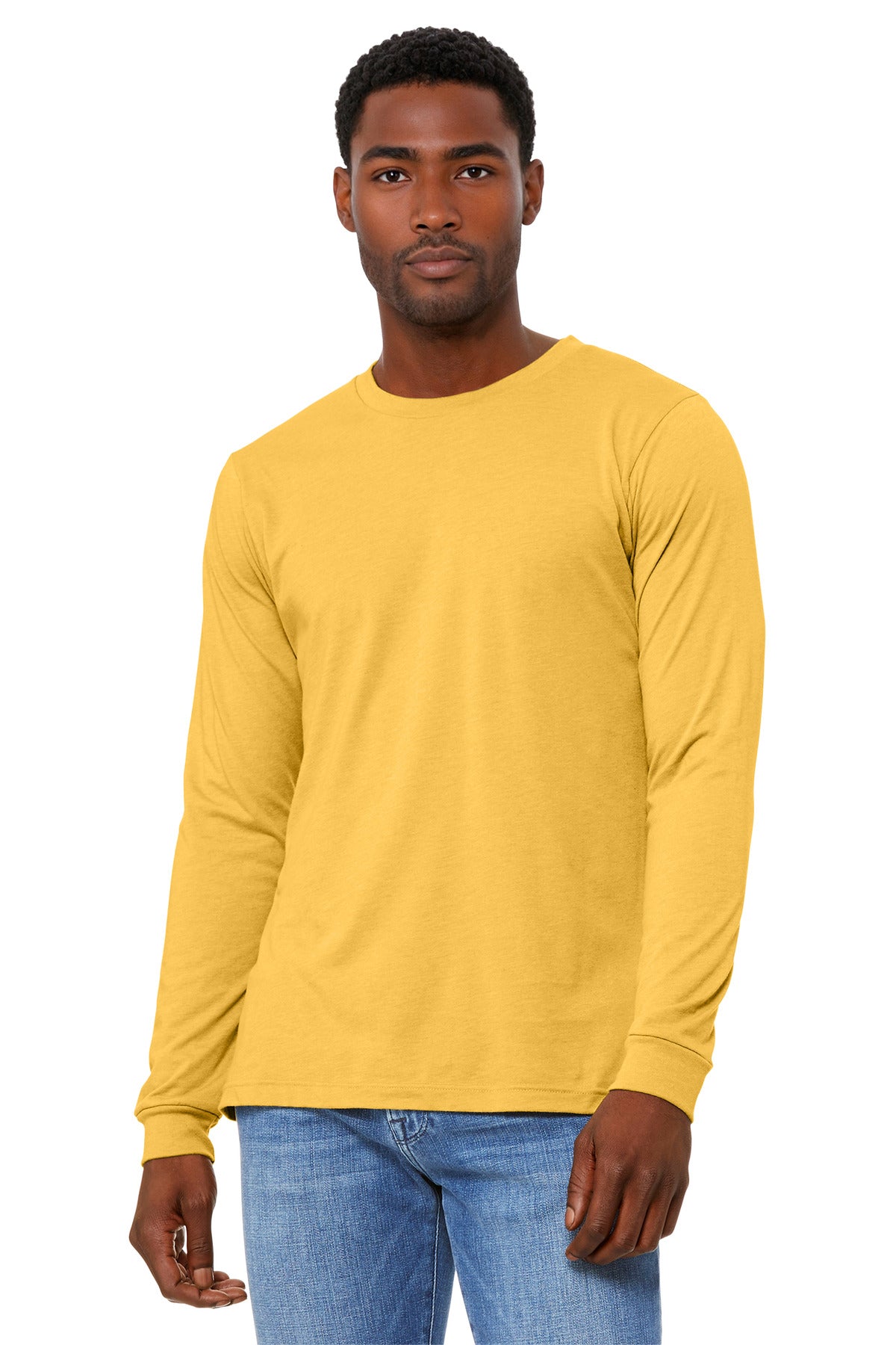 Bella+Canvas Unisex Heather CVC Long Sleeve Tee BC3501CVC Heather Yellow Gold