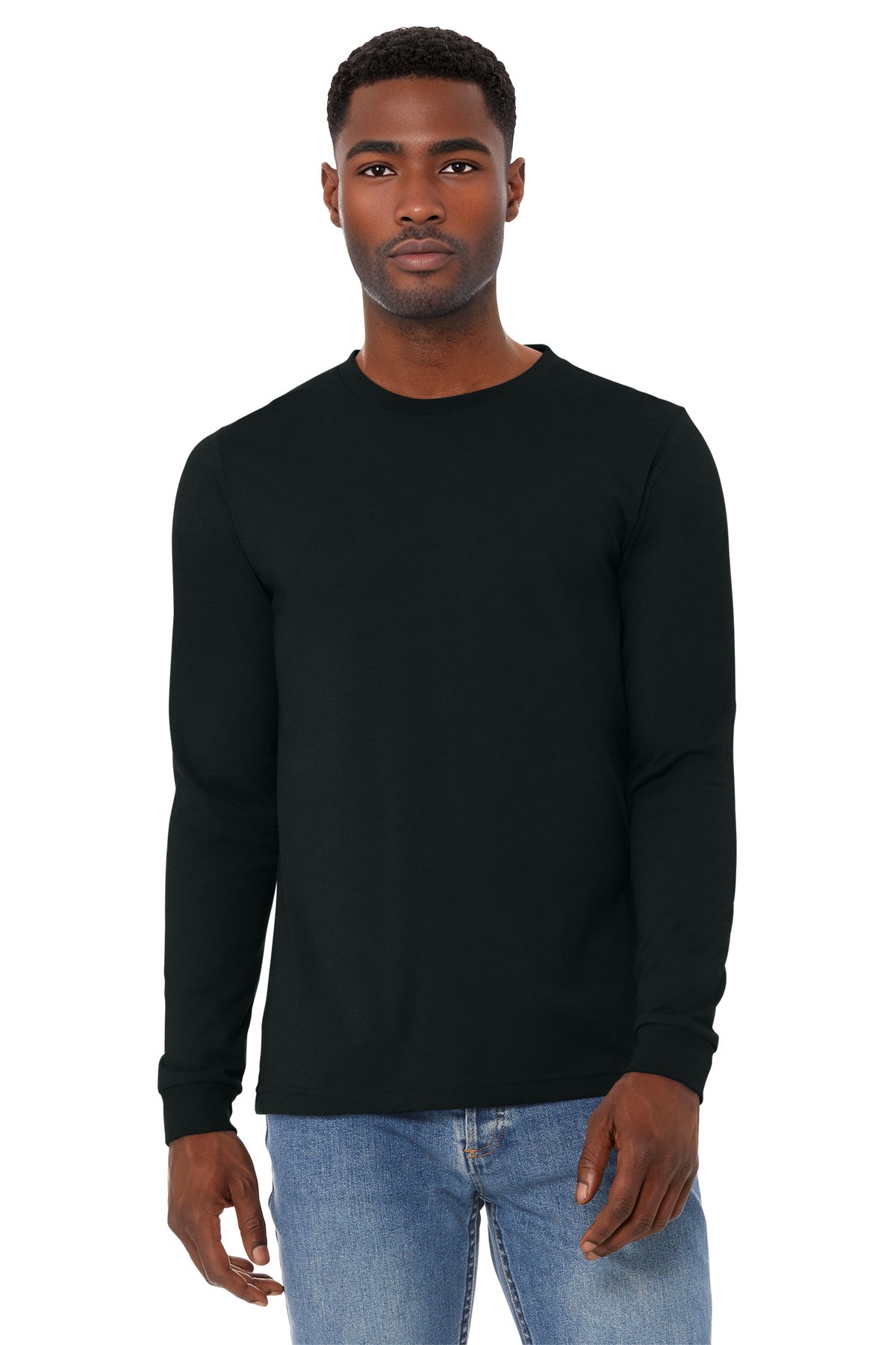 Bella+Canvas Unisex Heather CVC Long Sleeve Tee BC3501CVC Solid Black Blend