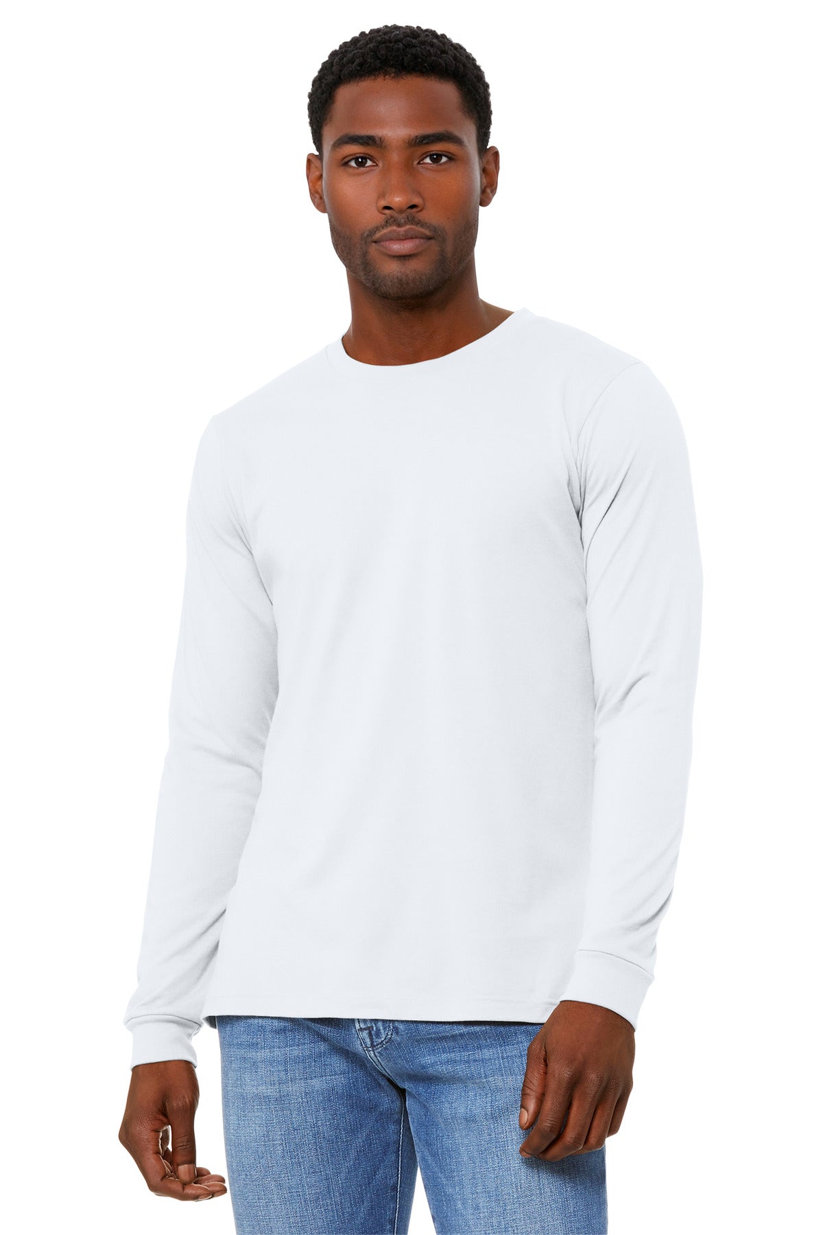 Bella+Canvas Unisex Heather CVC Long Sleeve Tee BC3501CVC Solid White Blend