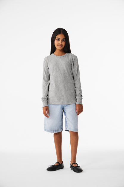 BELLA+CANVAS Youth Heather CVC Long Sleeve Tee BC3501YCVC Athletic Heather