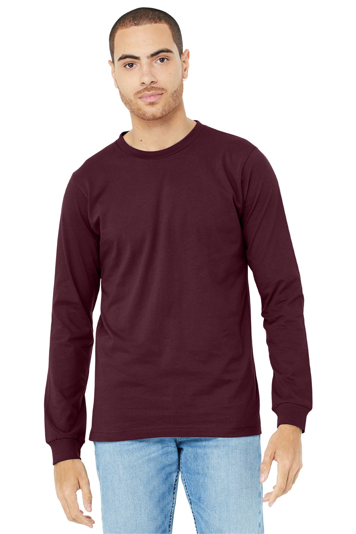 BELLA+CANVAS  Unisex Jersey Long Sleeve Tee. BC3501 Maroon