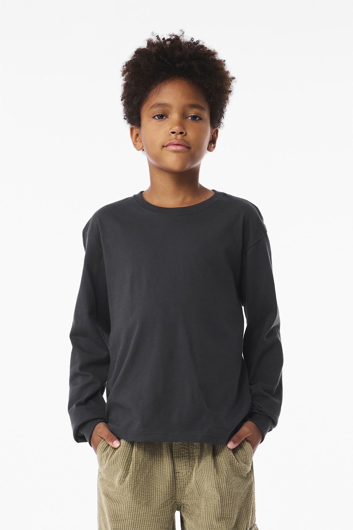 Bella+Canvas Youth 6-Ounce Heavyweight Long Sleeve Tee BC3511Y Dark Grey