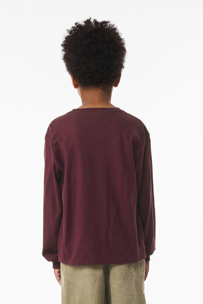 Bella+Canvas Youth 6-Ounce Heavyweight Long Sleeve Tee BC3511Y Maroon