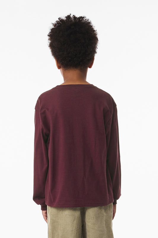Bella+Canvas Youth 6-Ounce Heavyweight Long Sleeve Tee BC3511Y Maroon