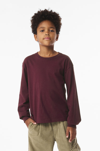 Bella+Canvas Youth 6-Ounce Heavyweight Long Sleeve Tee BC3511Y Maroon