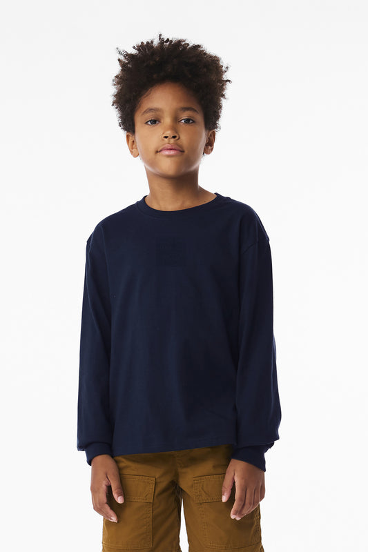 Bella+Canvas Youth 6-Ounce Heavyweight Long Sleeve Tee BC3511Y Navy