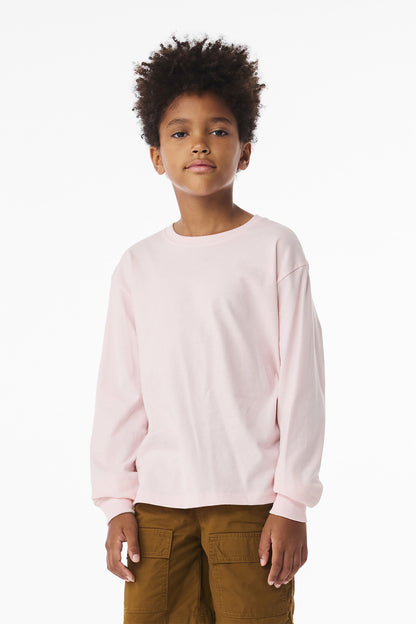Bella+Canvas Youth 6-Ounce Heavyweight Long Sleeve Tee BC3511Y Soft Pink