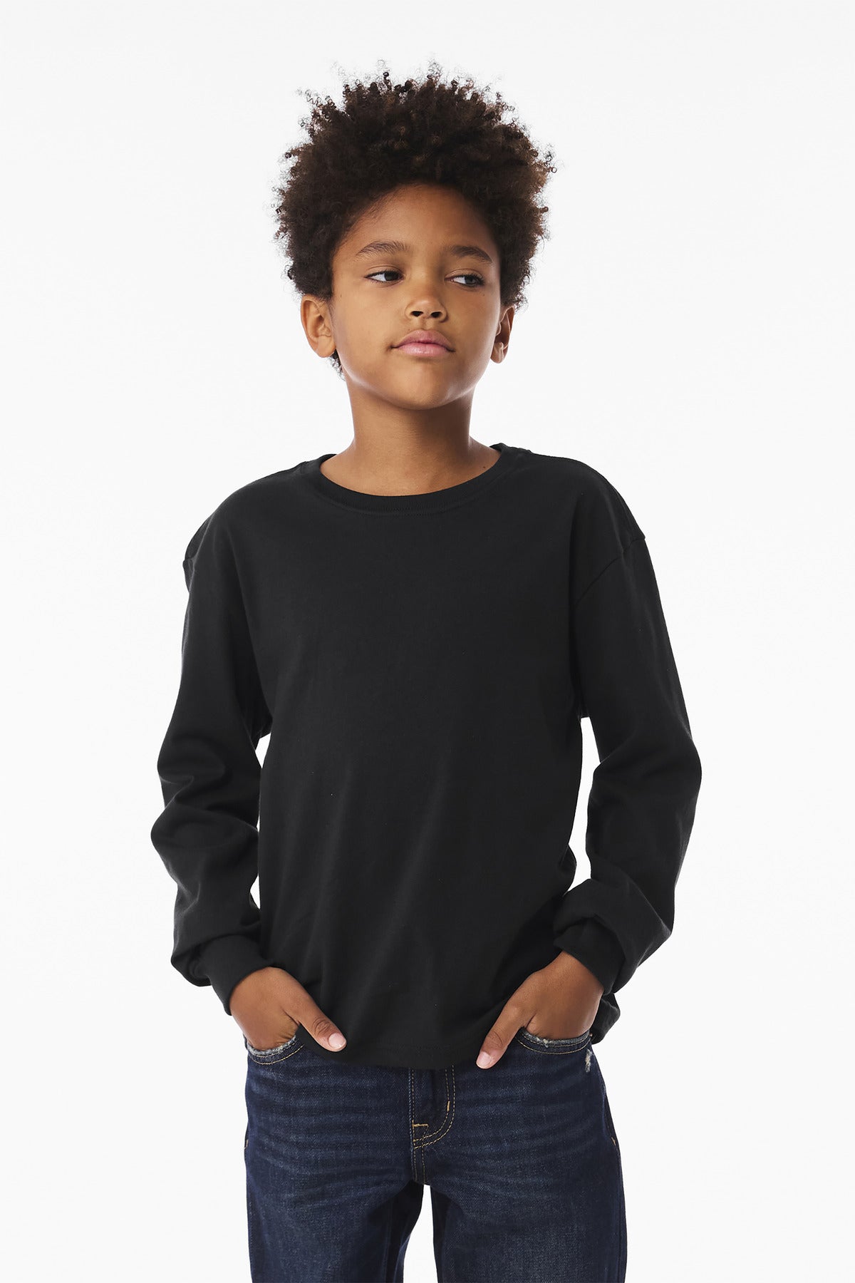 Bella+Canvas Youth 6-Ounce Heavyweight Long Sleeve Tee BC3511Y Vintage Black