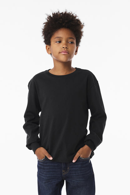 Bella+Canvas Youth 6-Ounce Heavyweight Long Sleeve Tee BC3511Y Vintage Black