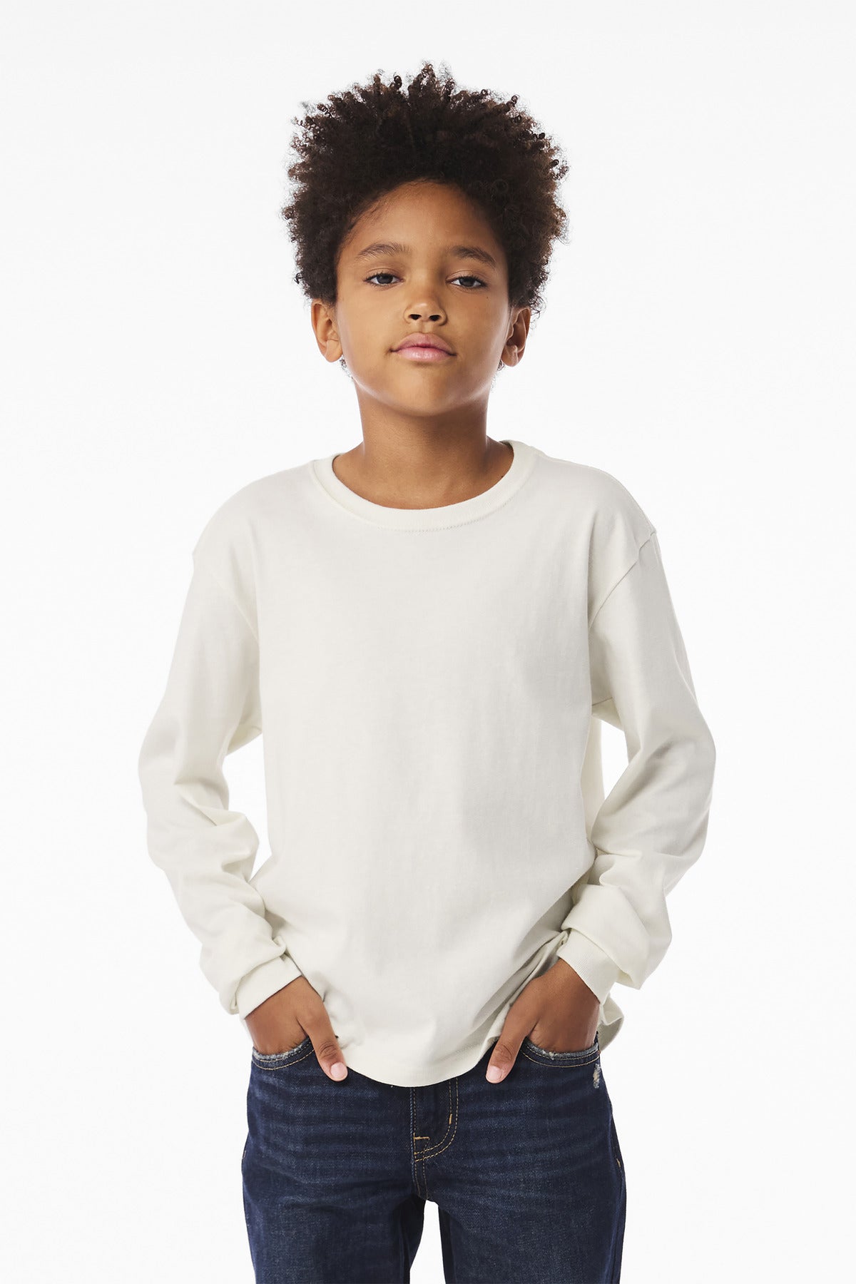 Bella+Canvas Youth 6-Ounce Heavyweight Long Sleeve Tee BC3511Y Vintage White
