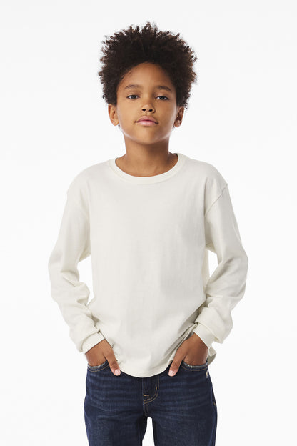 Bella+Canvas Youth 6-Ounce Heavyweight Long Sleeve Tee BC3511Y Vintage White