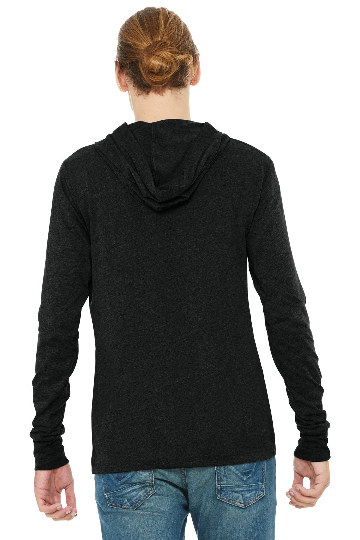Bella+Canvas Unisex Jersey Long Sleeve Hoodie BC3512 Charcoal-Black Triblend