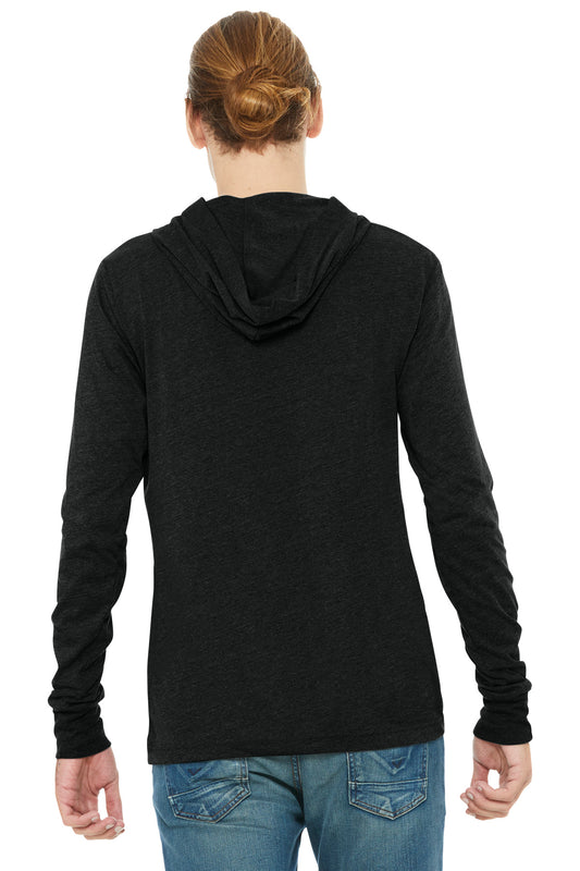 Bella+Canvas Unisex Jersey Long Sleeve Hoodie BC3512 Charcoal-Black Triblend