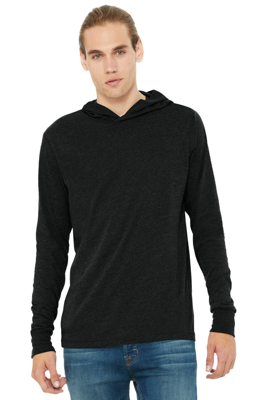 Bella+Canvas Unisex Jersey Long Sleeve Hoodie BC3512 Charcoal-Black Triblend