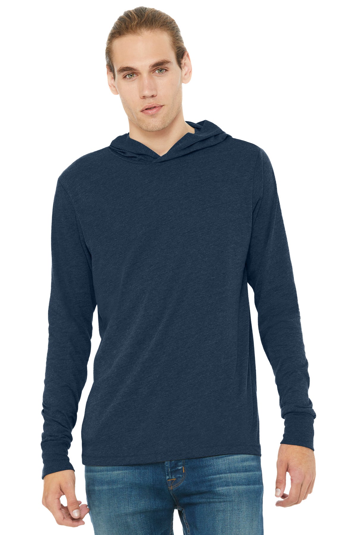 Bella+Canvas Unisex Jersey Long Sleeve Hoodie BC3512 Heather Navy