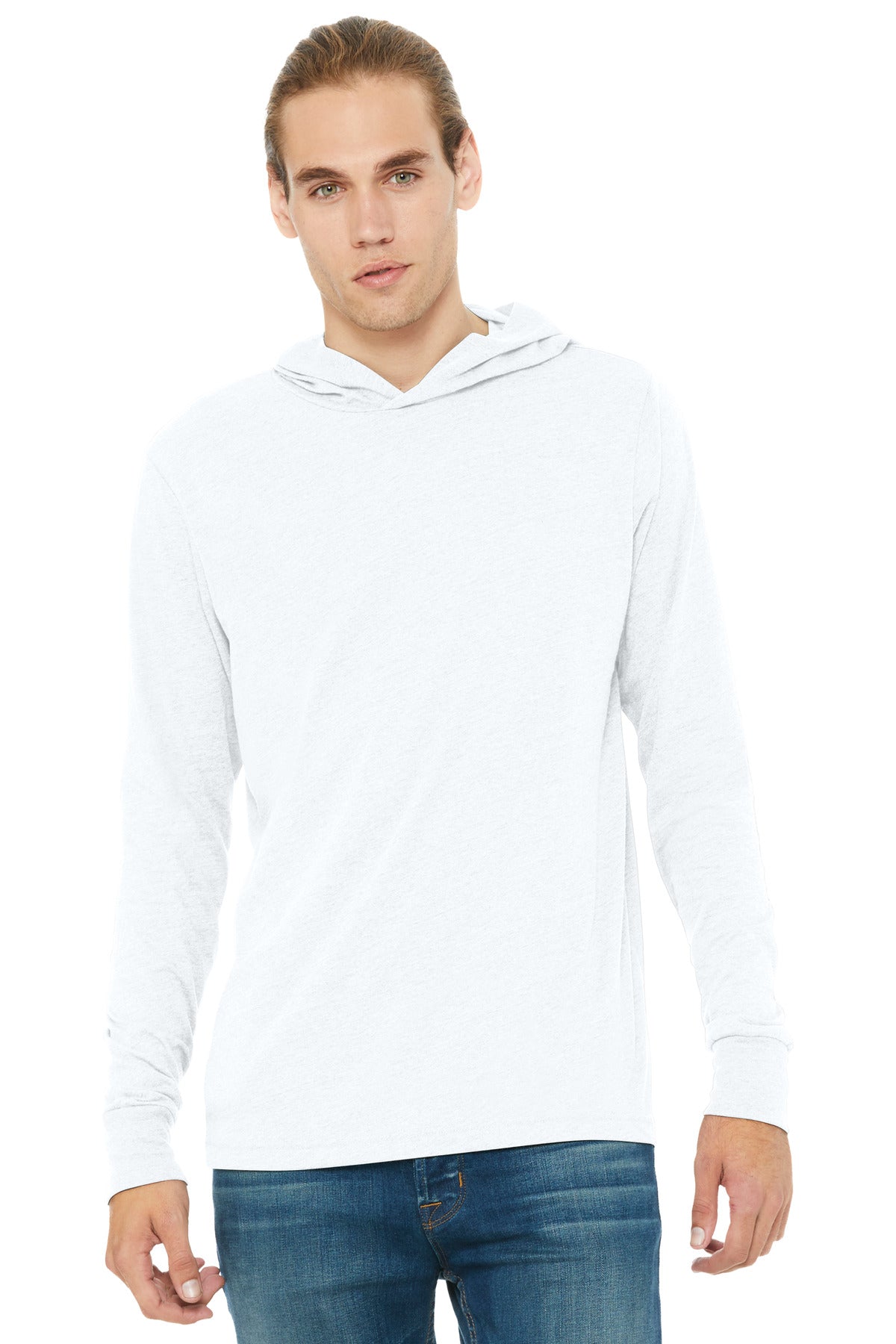 Bella+Canvas Unisex Jersey Long Sleeve Hoodie BC3512 White