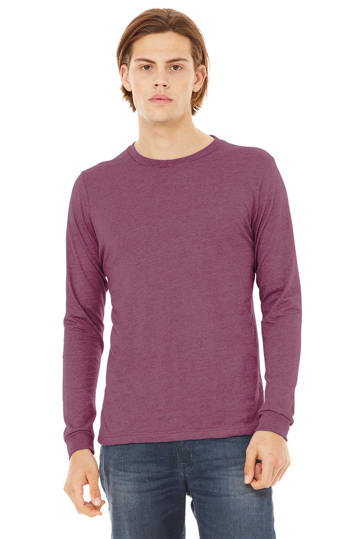 BELLA+CANVAS Unisex Triblend Long Sleeve Tee BC3513 Maroon Triblend