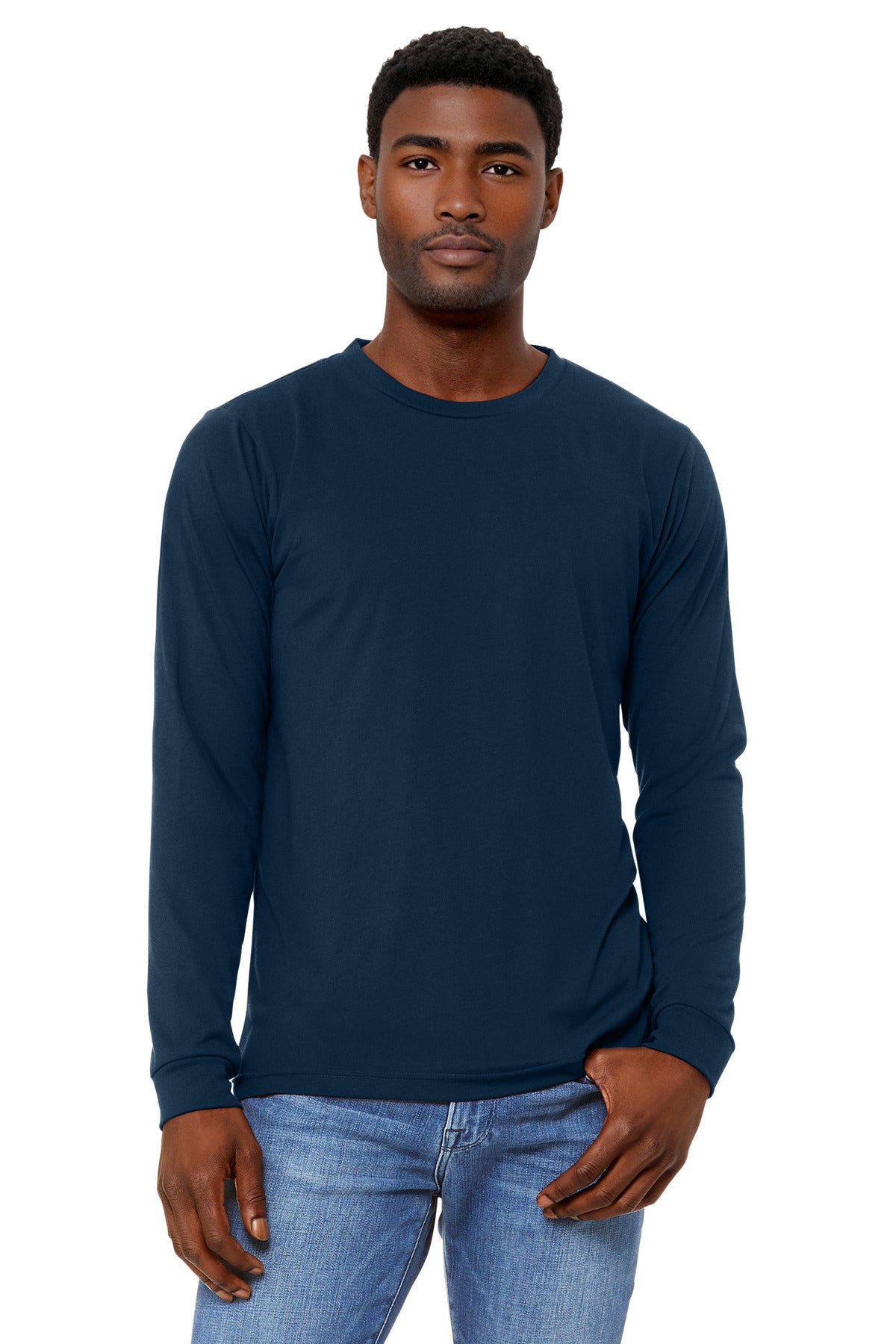 Bella+Canvas Unisex Triblend Long Sleeve Tee BC3513 Solid Navy Triblend