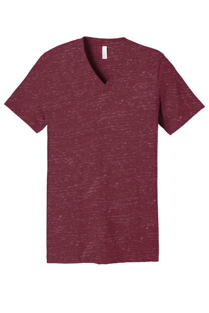 BELLA+CANVAS Unisex Textured Jersey V-Neck Tee BC3655 Maroon Marble