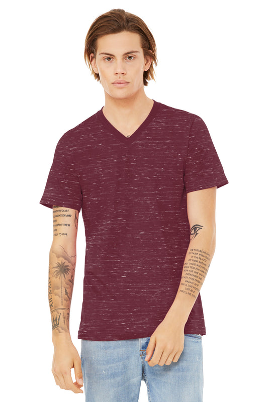 BELLA+CANVAS Unisex Textured Jersey V-Neck Tee BC3655 Maroon Marble