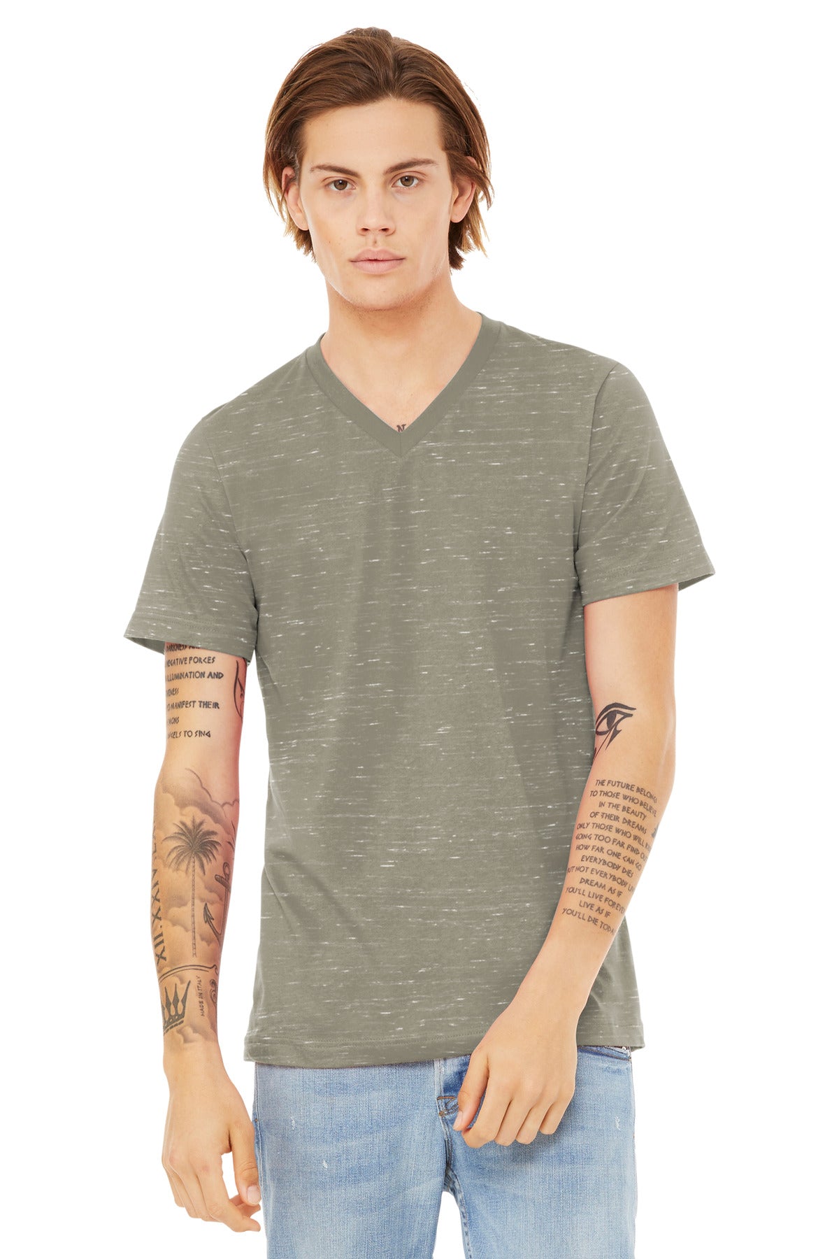 Bella+Canvas Unisex Textured Jersey V-Neck Tee BC3655 Stone Marble