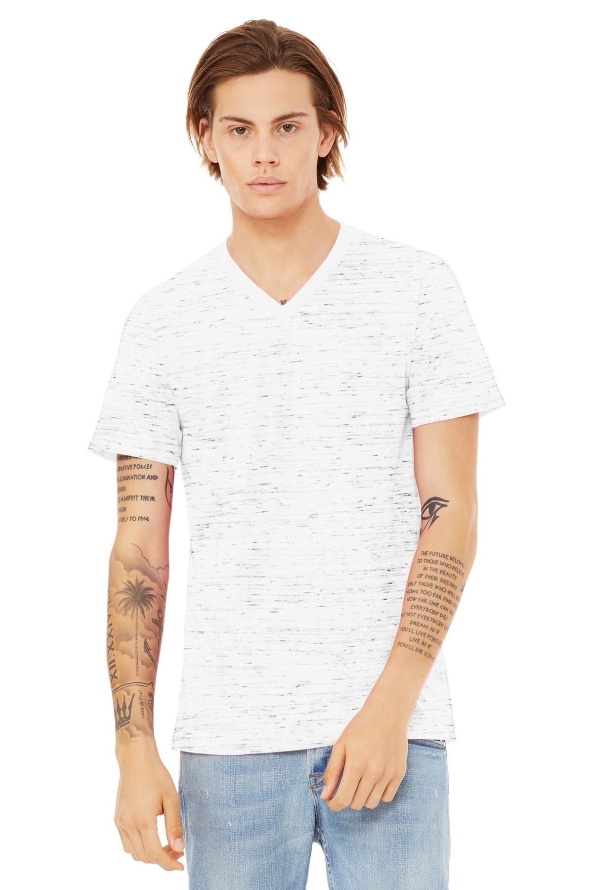 Bella+Canvas Unisex Textured Jersey V-Neck Tee BC3655 White Marble
